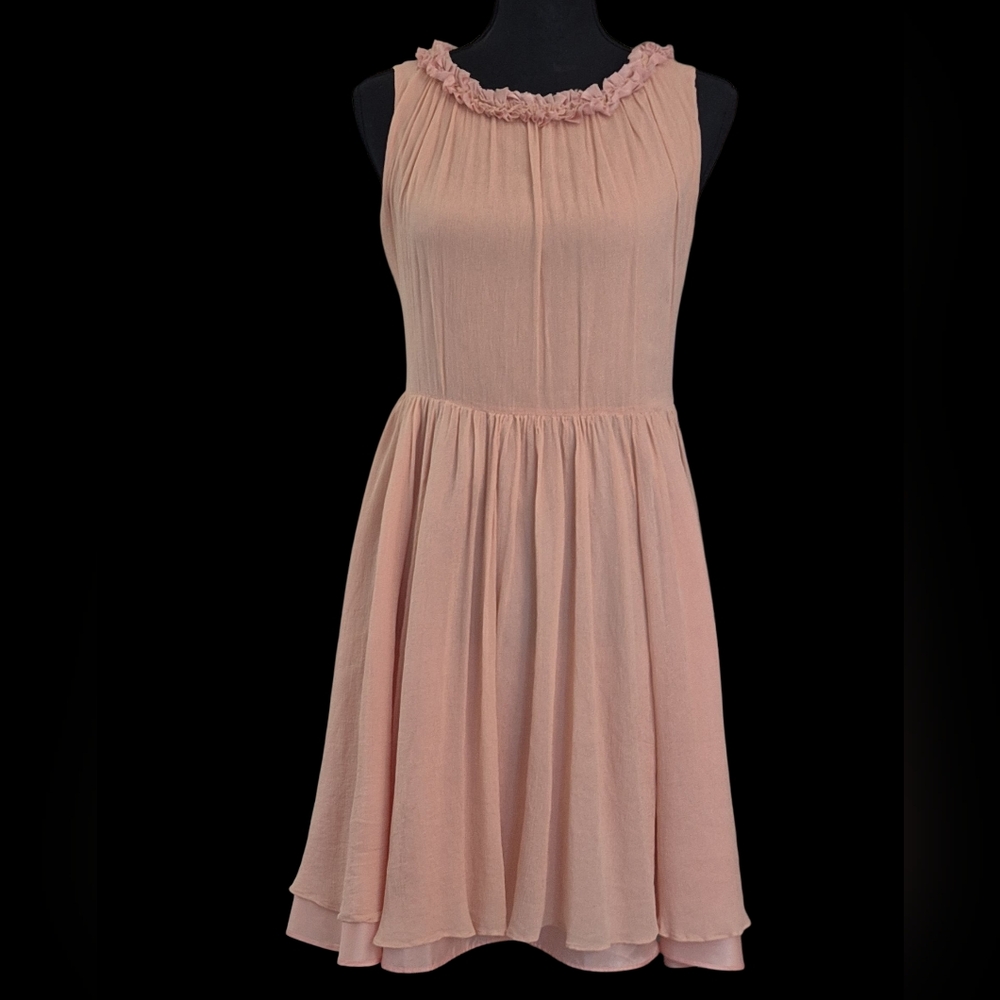 Sweet Rosy Pink Crewcuts Flutter Ruffle Neckline Dress Size 16